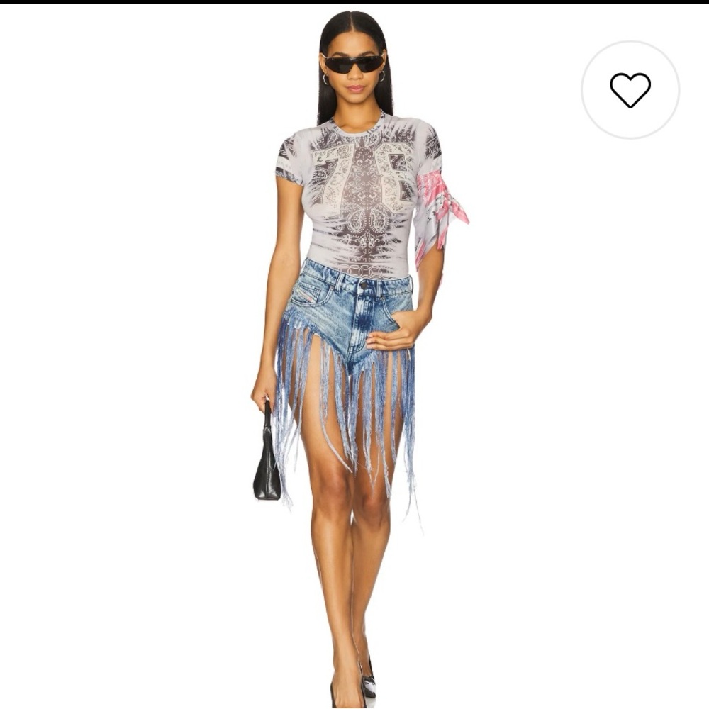 DIESEL
Fringe Short Trendy Blue Fringed 
Self: 100% cotton